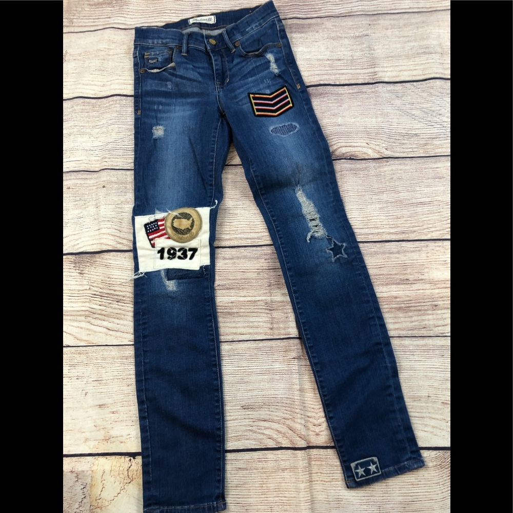 Madewell 24 Patchwork military denim jeans